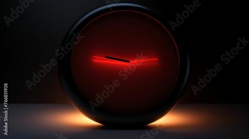 Abstract Concept Clock with Red Glowing Light. Generative ai