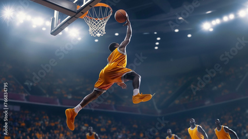 Basketball Player Dunking During Game