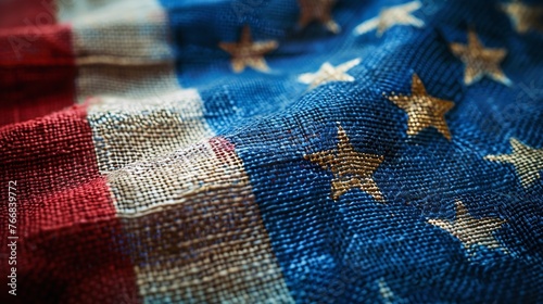 closeup of usa flag, symbolizing patriotic pride and freedom of american nation