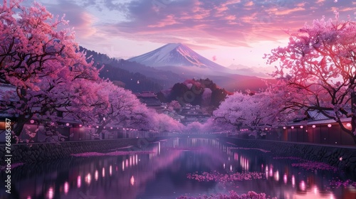 Stunning pink Kawazu cherry blossoms.