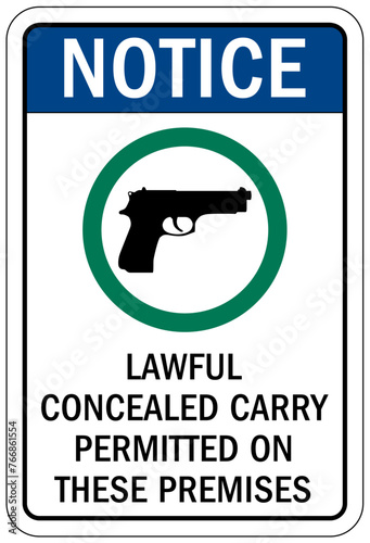 No concealed weapon warning sign