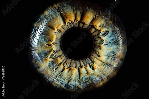Macro shot of human eye on black background