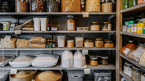 Well-Ordered Pantry Abundant with Nutrient-Rich Foods