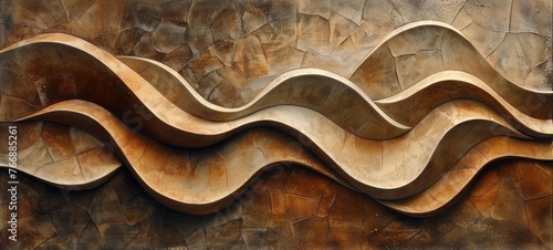 Elegant beige curves against a deep brown, mimicking earth's natural rhythms in an abstract texture