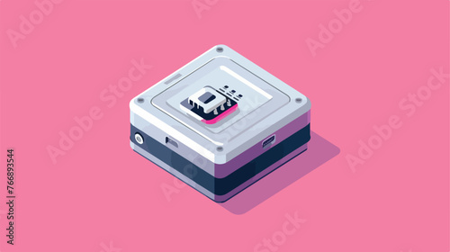Isometric Car battery icon isolated on pink background