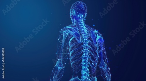 A visual representation of the human skeletal system for educational purposes or medical presentations. AI generated image