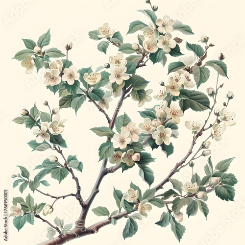 the delicate beauty of blooming hawthorn branches The intricate flowers with their white petals