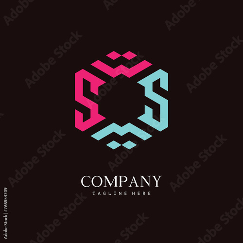 A unique, hexagon-shaped monogram logo with the initial letter M and S or letter S and W. Suitable for various businesses.