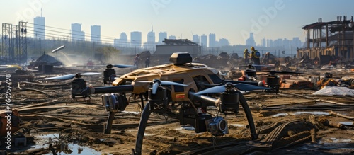 industrial surveillance with Drones over construction sites
