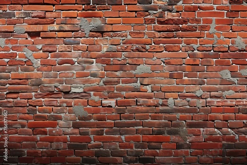 Old red brick wall background, wide panorama of masonry. Generative AI 