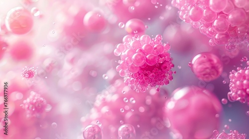 Abstract pink spheres clustering