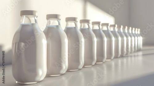 a row of milk bottles