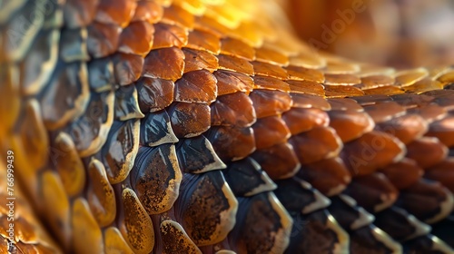 Amazing closeup photo of snake scales. You can see the incredible detail of the scales, and the way they overlap each other.