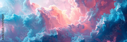 Dramatic Pink and Blue Clouds Surrounding Radiant Sky Backdrop