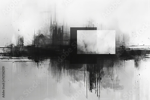 Frames with grunge style. Abstract rectangles with space for text. Monochrome elements.