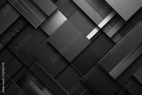 Abstract Black and Grey Background with Geometric Shapes and Lines, Modern Graphic Design