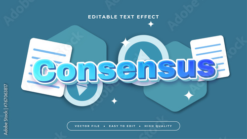 Blue and white consensus 3d editable text effect - font style