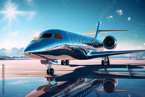 Sleek Airplane Under Brilliant Blue Sky - A Symbol of Innovation and the Spirit of Exploration