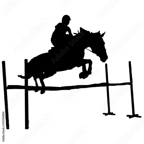 Saltando la valla con el caballo