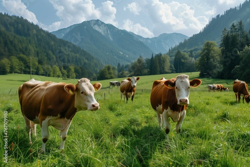 cows on the meadow in mountains