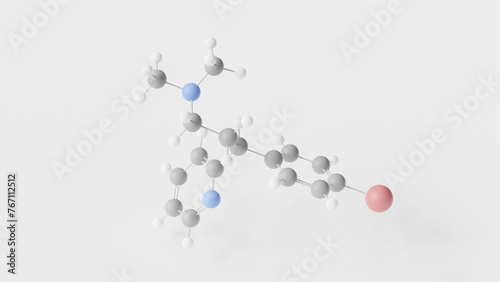 brompheniramine molecule 3d, molecular structure, ball and stick model, structural chemical formula first-generation antihistamine