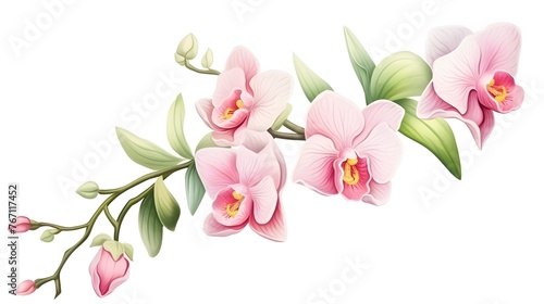 Pastel Watercolor D Cartoon Orchid Showcasing Floral