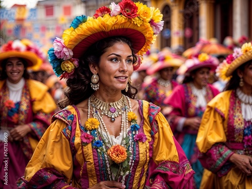 woman in colorful attire, likely celebrating a cultural or festive event