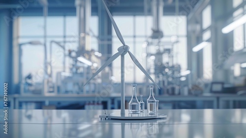 Engineers use artificial intelligence to track a wind turbine placed on a laboratory table.