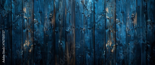 Texture of an old wooden board with grain and a rough surface. Abstract blue background, wood texture, painted with oil paints in the style of rough brush strokes, dark blue color, top view. 