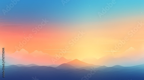 Immerse yourself in a sunrise gradient background alive with energy, as radiant oranges fade into tranquil blues, inspiring graphic creations.