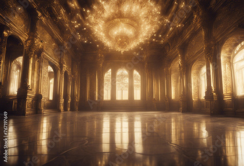 A realistic fantasy interior of the palace golden palace castle interior Fiction Backdrop