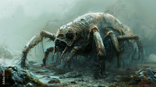 mist of menace: a spider monster's reign in the foggy swamp
