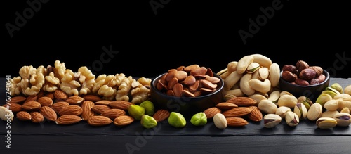 A close up of a table with assorted nuts