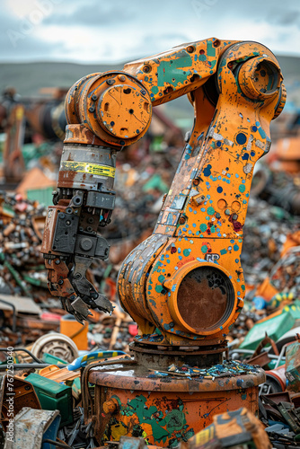 Recycling robots in action, secure sorting algorithms, sustainable materials, detailed work