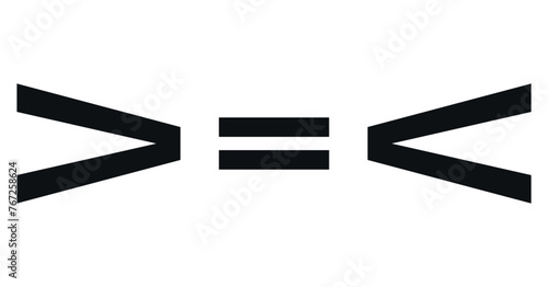 mathematical symbols for less, equal and greater, education, exact sciences, mathematics.