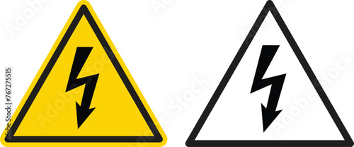 High voltage danger symbol icon set in two styles . Danger symbol vector