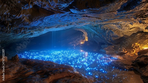 Glow: A mystical cave illuminated by bioluminescent fungi