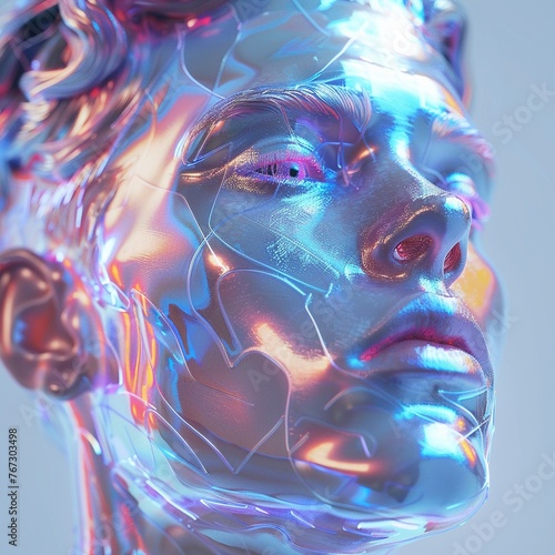 Picture a character with holographic hair and translucent skin tapping into the collective wisdom of virtual mentors and guides. They seek advice and guidance from digital avatars and expert systems