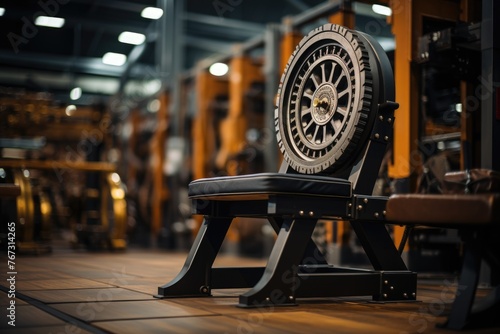 Leg Press with weight plates at the gym., generative IA