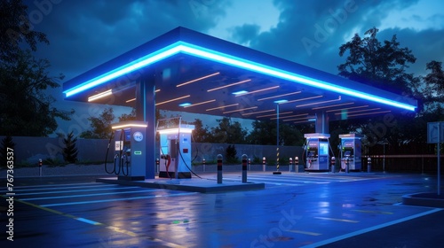 the contrast between diesel fueling stations and electric vehicle charging stations
