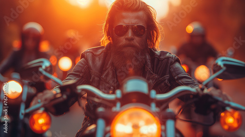 Against the backdrop of a fiery sunset, a group of bikers rev their engines in anticipation of an epic road trip. As they set off into the unknown, their spirits soar with exciteme