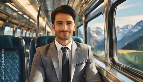 Business Commute: Man in Suit and Tie Relaxing on Train