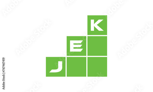 JEK initial letter financial logo design vector template. economics, growth, meter, range, profit, loan, graph, finance, benefits, economic, increase, arrow up, grade, grew up, topper, company, scale