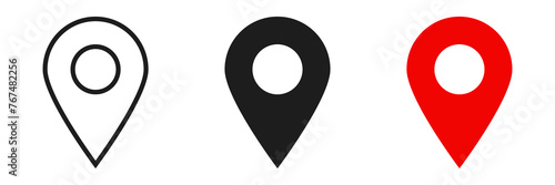Location icon set, Map pin place marker. location pointer icon symbol in flat style. Red Location pin icon, Navigation sign