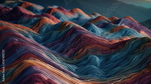 full color points, 3D texture relief, undulating mountain range with thin lines, high resolution, high detail, high quality, high definition, hyperrealistic,