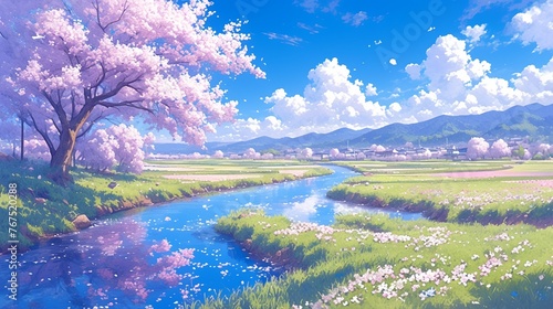 桜と川の風景13