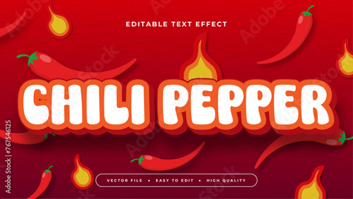 Red white and orange chili pepper 3d editable text effect - font style