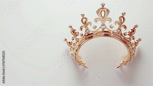 beautiful queen crown cutout on white background