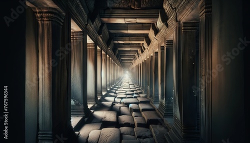 A captivating image showing a series of aligned doorways within Angkor Wat, creating a deep perspective that leads the viewer's eye through the differ.