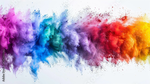 Colorful Powder Explosion in Gradient Rainbow Hues